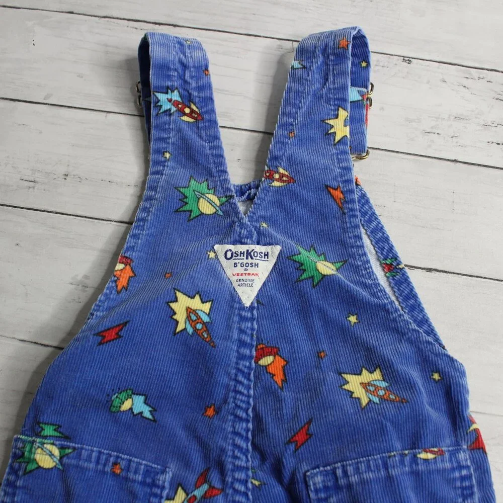 Vintage Oshkosh B'gosh Boy's Vestbak Bib Overalls Size 4T Space Rocket USA